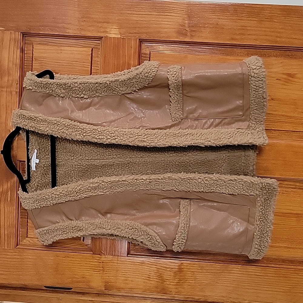 Faux Leather Vest w/ faux shearling liner